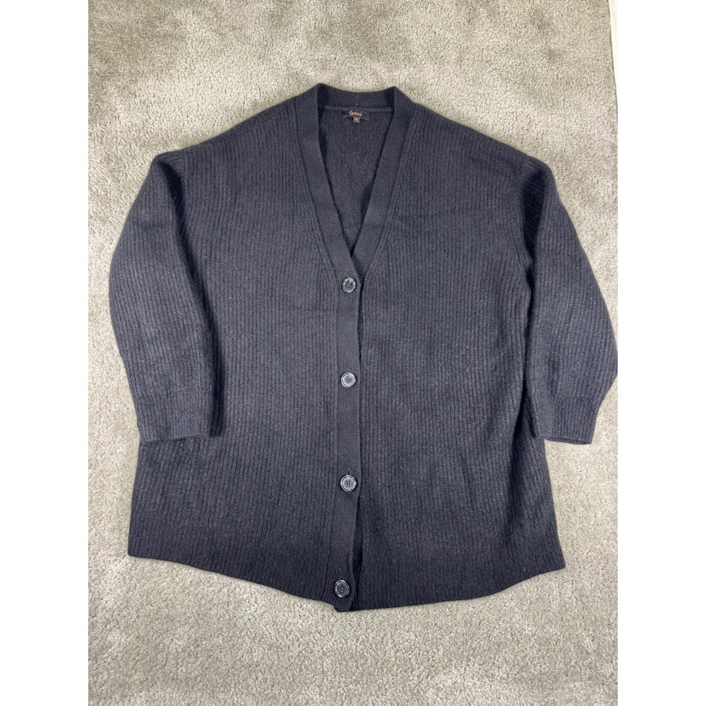 Quince 100% Mongolian Cashmere Oversized V-Neck Cardigan Charcoal Gray XL